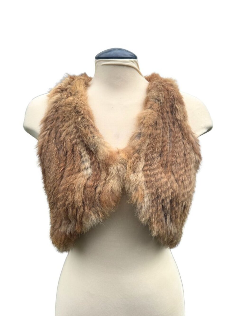 Costa Blanca Luxe Genuine Rabbit Fur Cropped Vest Sz M Y2K Boho